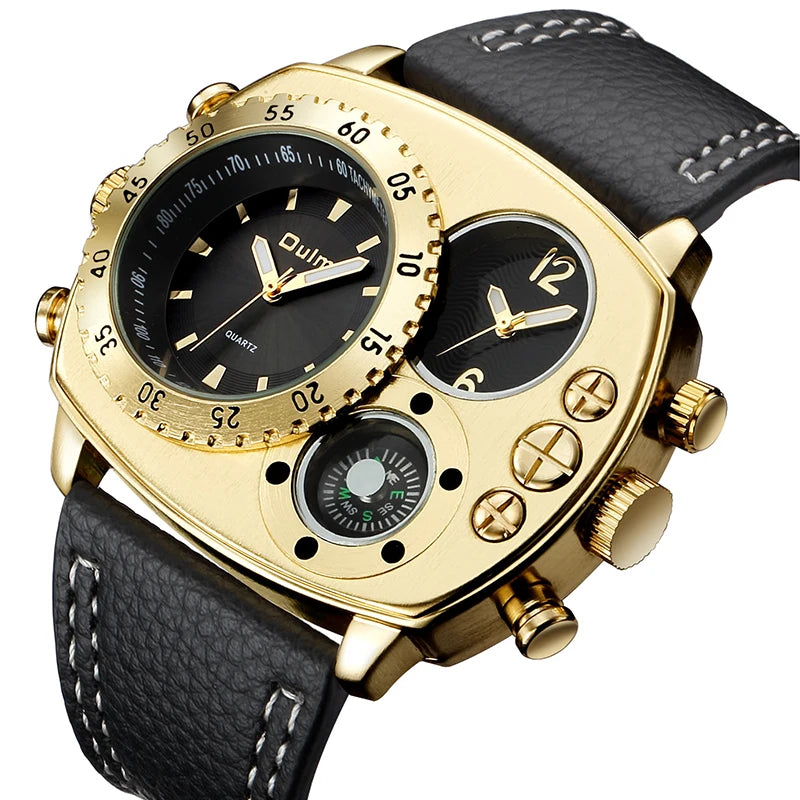 Luxury Sports Watches for Men Top Brand Casual Military Big Dial Cool Man Unique Wristwatch Male Decorative Compass Quartz Clock
