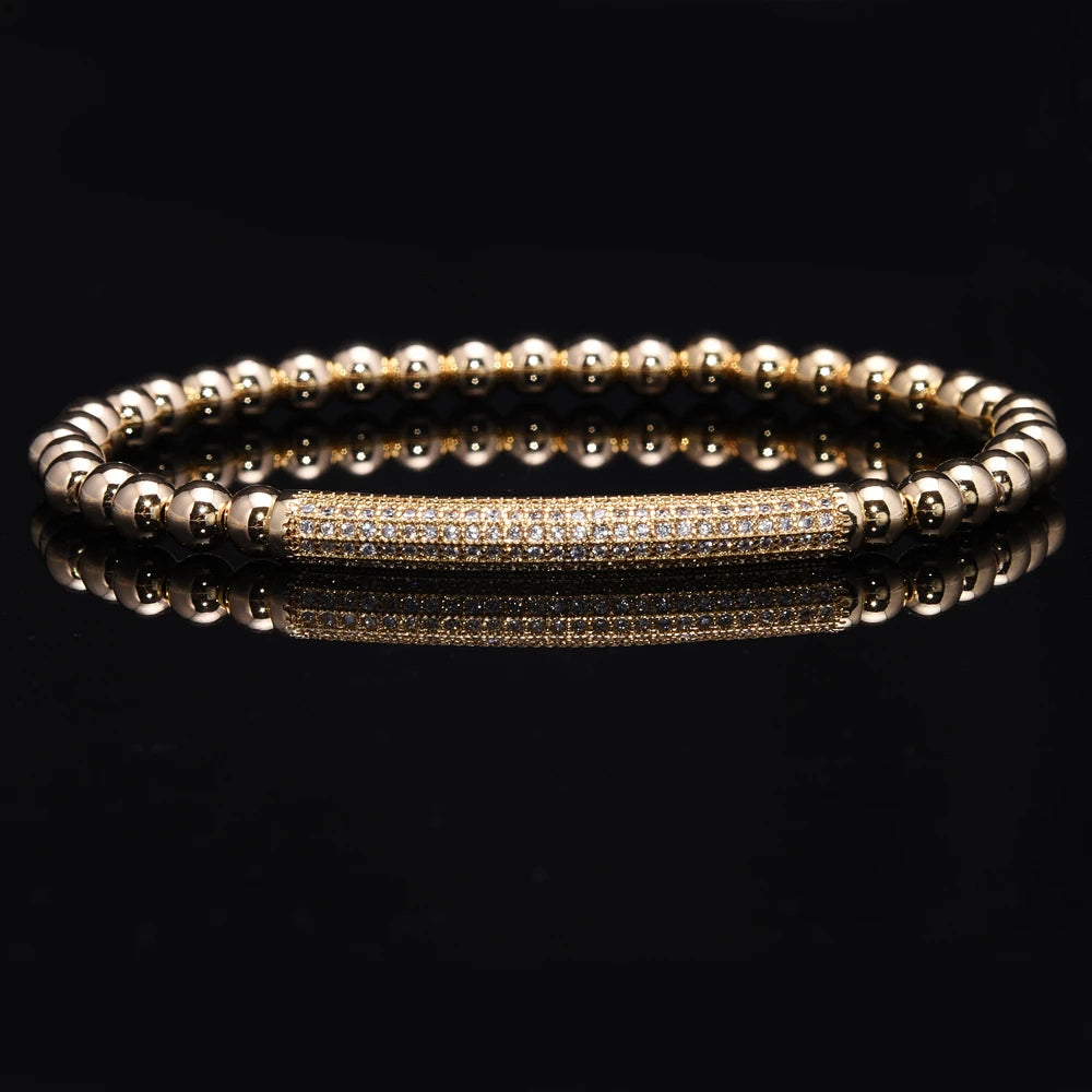 3pcs/Set Luxury Royal King Crown Dice Charm CZ Ball Elastic Bracelet Mens Fashion Bracelets & Bangles Women Jewelry