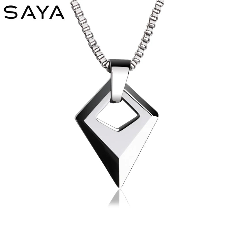 Male Necklace,Pendant for Men with Titanium Steel Chain,High Polished Tungsten Aesthetic Jewelry,Customized