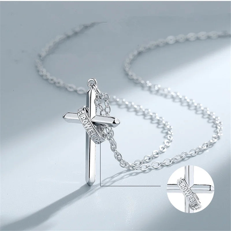 Trendy Cross Necklace Male Choker Accessories Top Quality 925 Sterling Silver Neck Chain Necklaces For Men Jewelry Gift