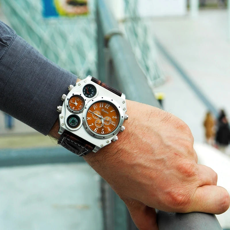 Luxury Sports Watches for Men Top Brand Casual Military Big Dial Cool Man Unique Wristwatch Male Decorative Compass Quartz Clock