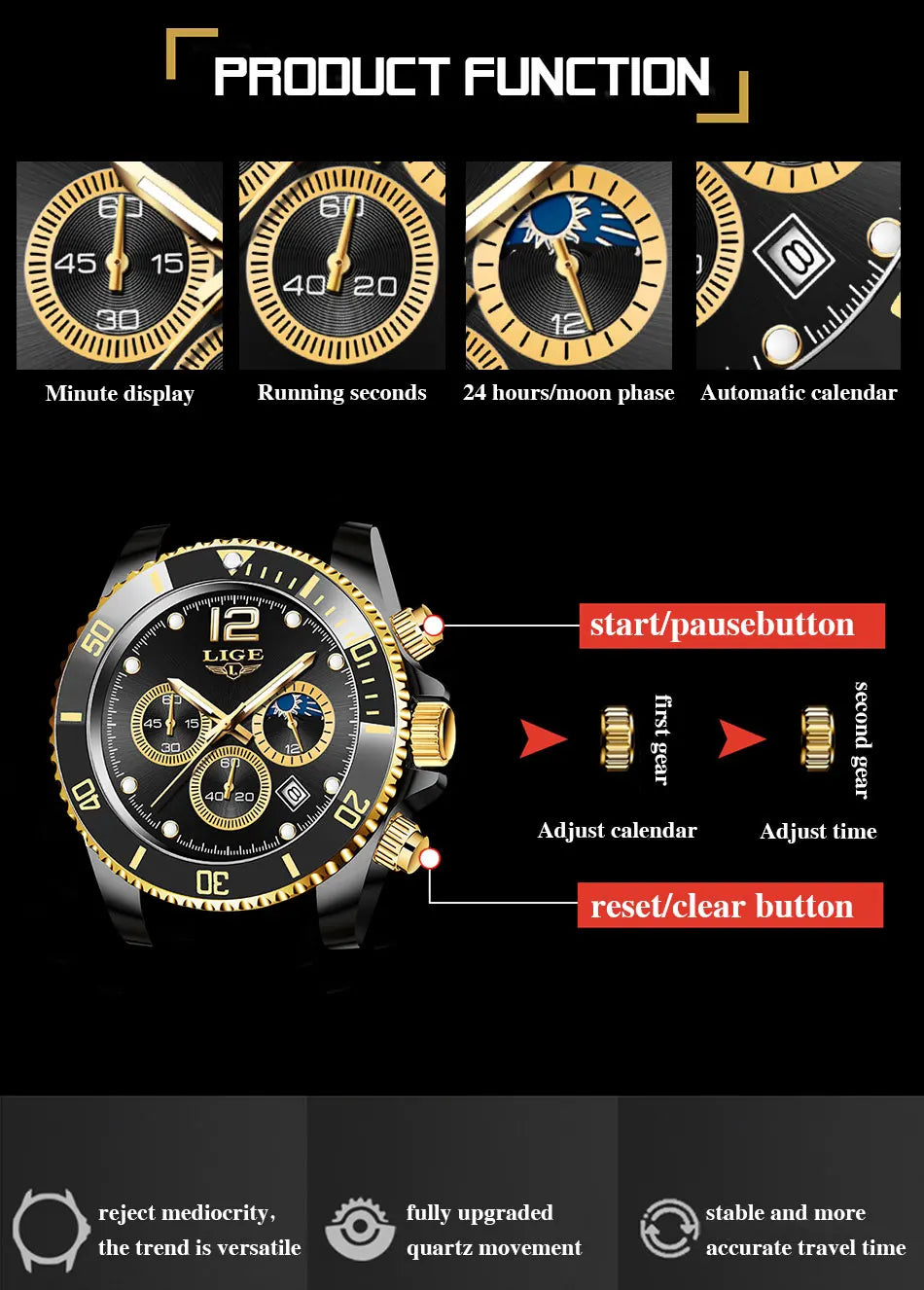 Mens Watches LIGE Top Brand Luxury Watch for Men Waterproof Sports Stainless Chronograph Quartz Wristwatch Relogio Masculino+Box