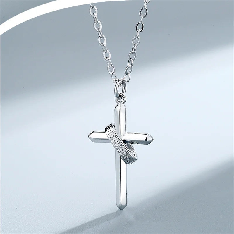 Trendy Cross Necklace Male Choker Accessories Top Quality 925 Sterling Silver Neck Chain Necklaces For Men Jewelry Gift