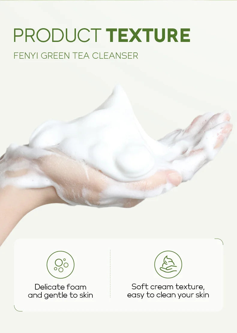 50g Green Tea Facial Cleanser Natural Plants Deep Cleansing Oil-Control Moisturizing Brighten Soften Skin Dense Foam Skin Care