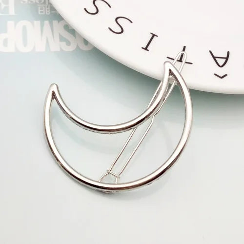 Fashion Woman Hair Accessories Triangle Hair Clip Pin Metal Geometric Alloy Hairband Moon Circle Hairgrip Barrette Girls Holder