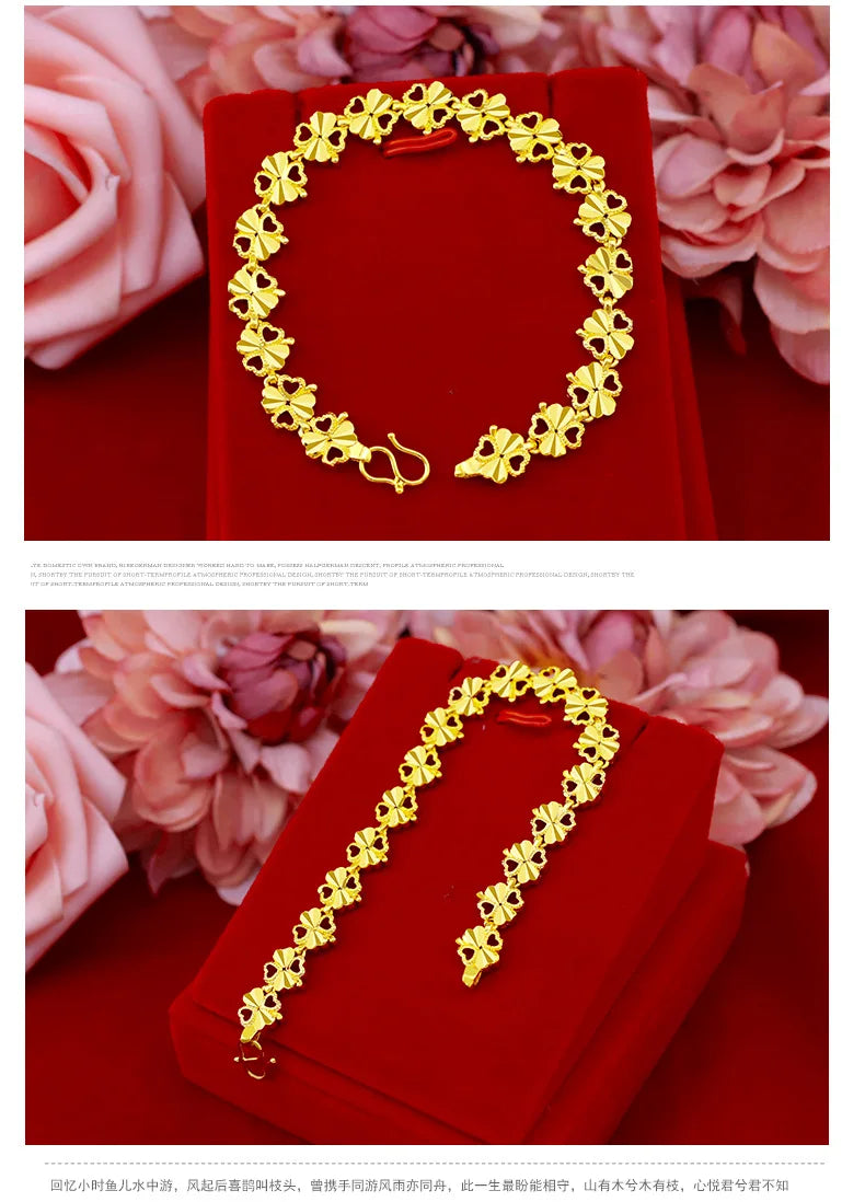 Luxury 18k Gold Original Bracelet for Women Luxury Trendy for Party High Quality Jewelry Wedding Bijoux Femme