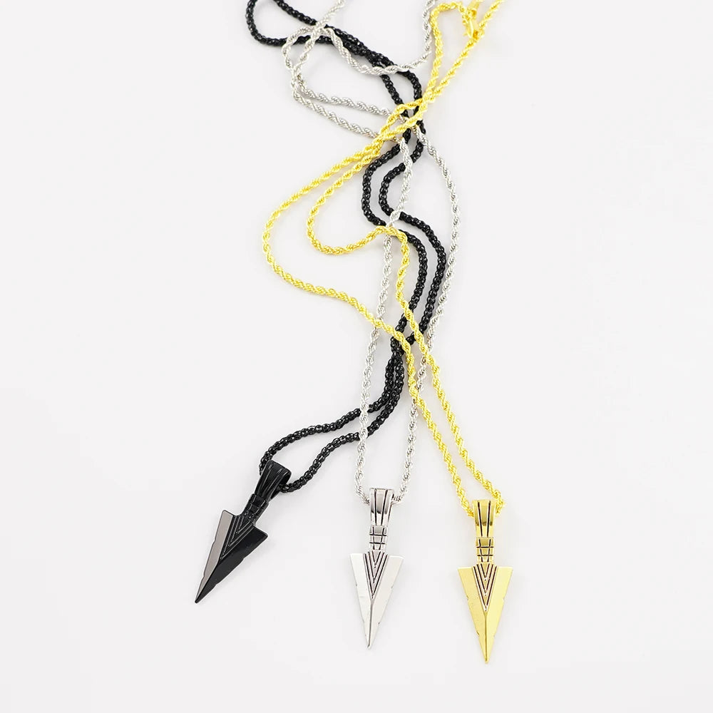 Men's Design Matte Black Long Necklace with Arrow Pendant Jewelry Chain Punk Rock Christmas Halloween Neck Chain For Men Women