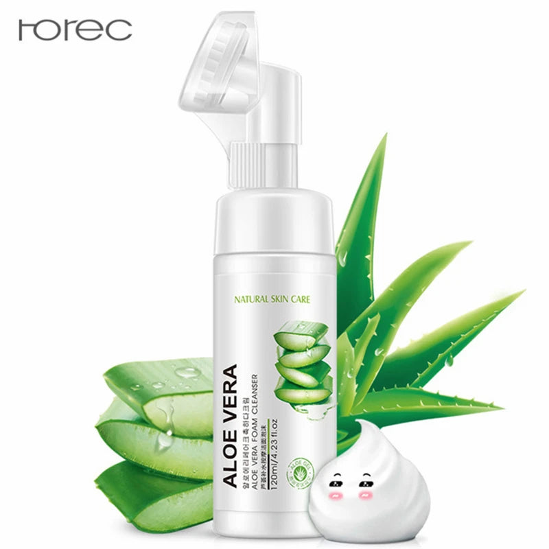 Aloe Vera Facial Cleanser Face Massage Cleaning Foam Cleansing Brush Moisturizing Acne Treatment Oil Control Blackhead Removal
