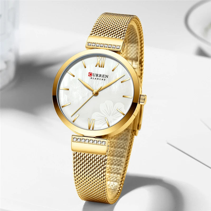 CURREN 9067 Watches Women's Simple Fashion Quartz Watch Ladies Wristwatch Charm Bracelet Stainless Steel Clock Relogio Feminino