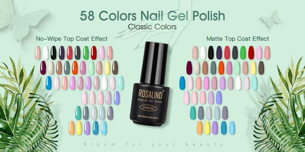 ROSALIND 7ML Matt Top Coat Nail Polish Lacquer Nail Gel Polish Vernis Semi Permanent Soak Off Gel Nail Polish Manicure Art
