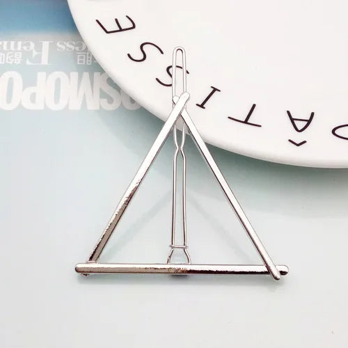 Fashion Woman Hair Accessories Triangle Hair Clip Pin Metal Geometric Alloy Hairband Moon Circle Hairgrip Barrette Girls Holder