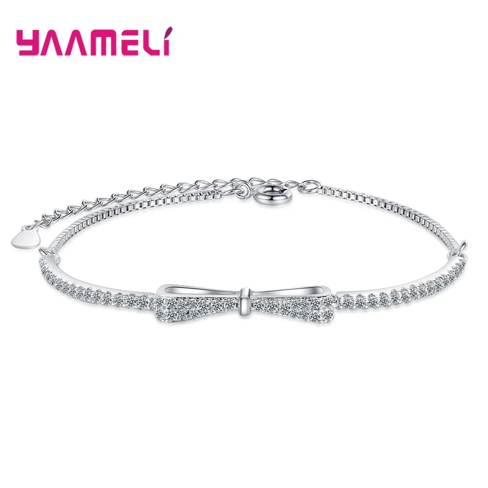 Luxury 925 Sterling Silver Crystal Bracelets For Women Girls Trend Fashion Jewelry Valentines Day Gift Wholesale