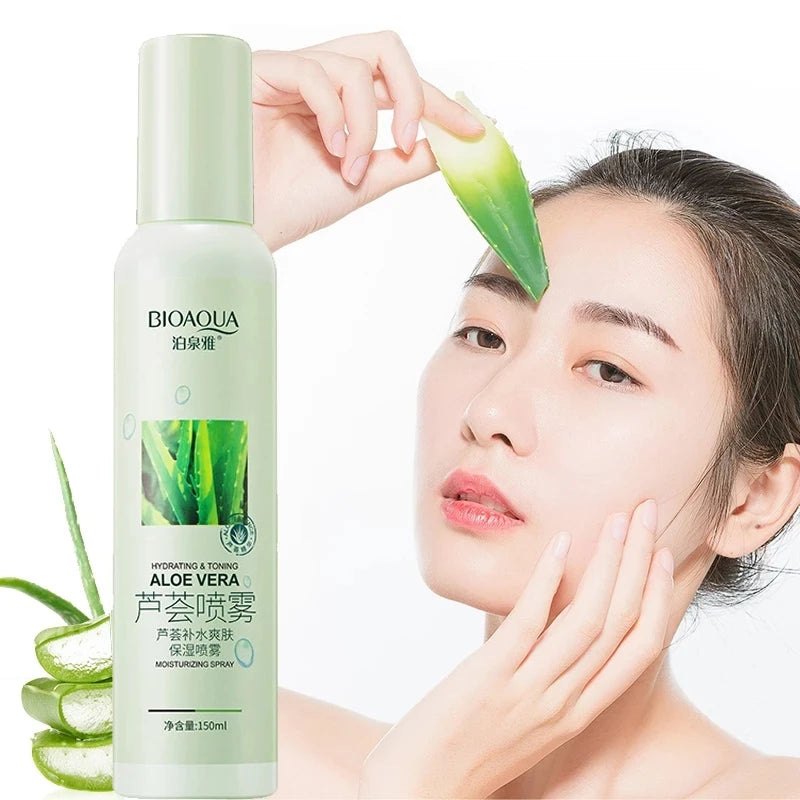 Aloe Vera Face Moisturizing Spray Improve Dryness Makeup Base Liquid Sooth Skin Refreshing Non Greasy Facial Toner Care Water
