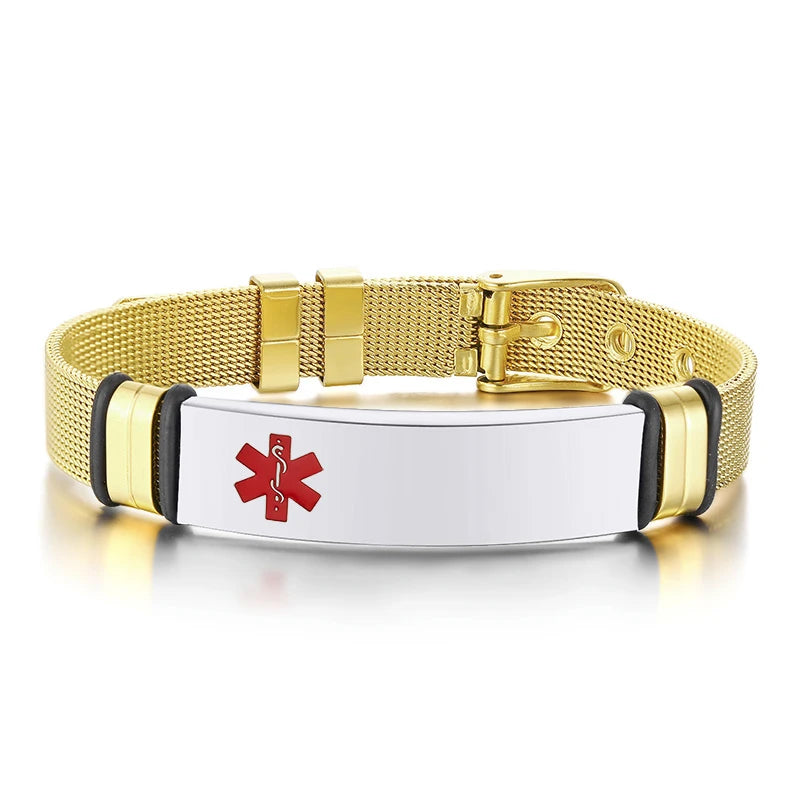 MESH BRACELET FOR MEN WOMEN SILVER STAINLESS STEEL METAL ADJUSTABLE ENGRAVABLE UNISEX BRACELETS