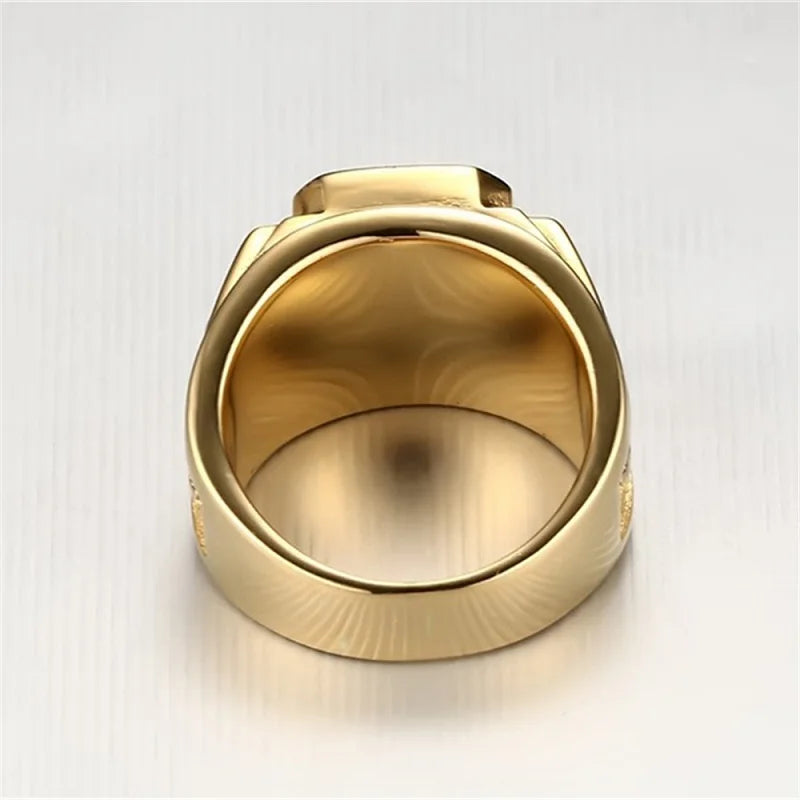 Trendy Fashion Ring Vintage Men's Inlay Black Zircon Finger Rings Engagement Banquet Party Male Jewelry