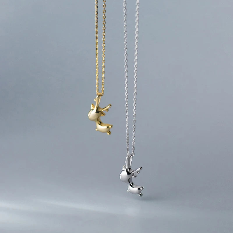 Christmas Gifts Jewelry!!! 925 Sterling Silver Glossy Cute Deer Pendant Necklace Factory Wholesale Women Girls