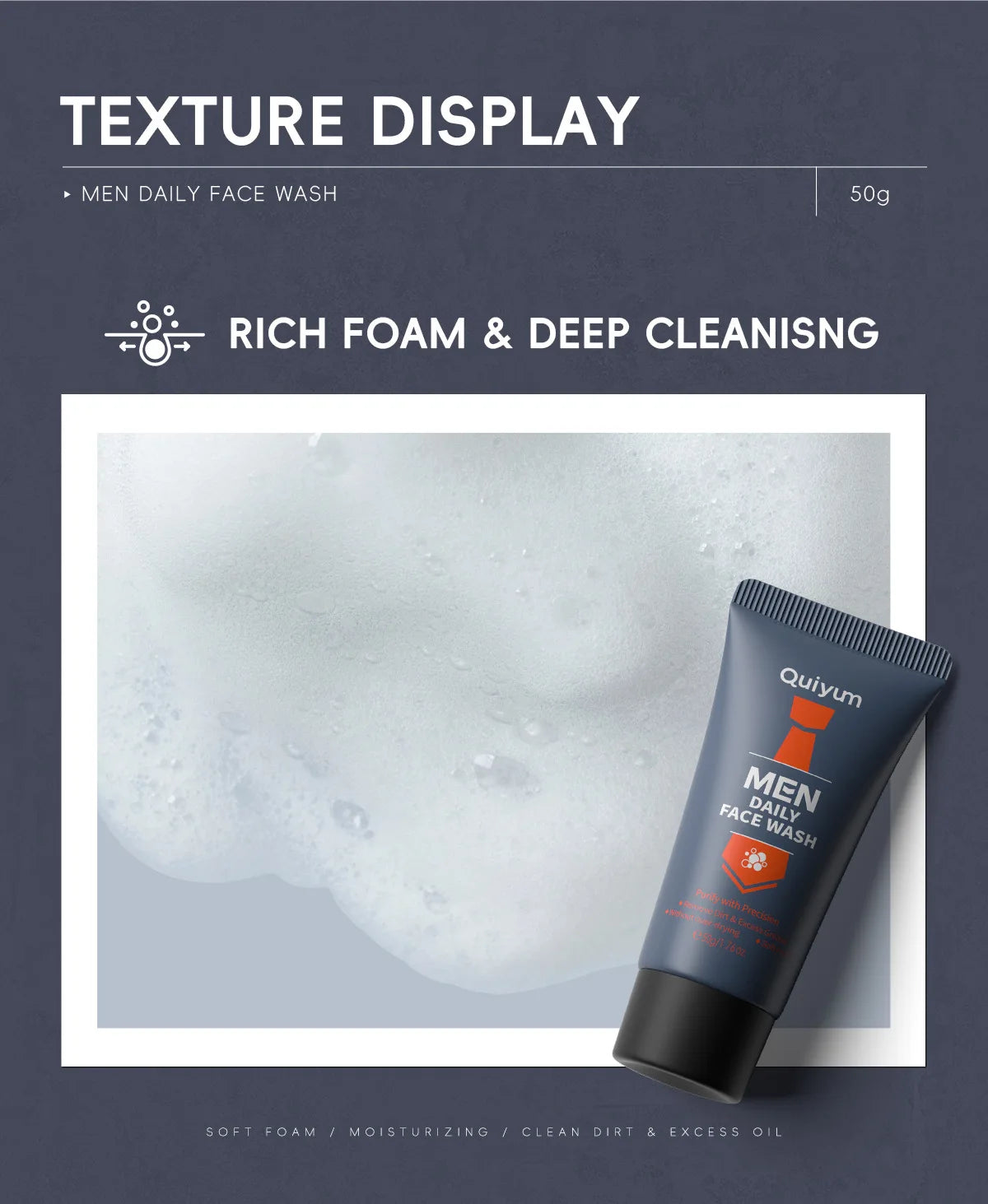 Men Facial Foaming Cleanser Deeply Cleansing Oil Control Moisturizing Blackhead Removal Skin Care Face Wash Foam Cleanser