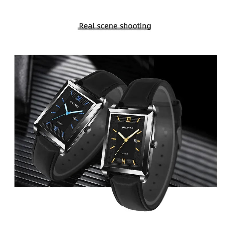 2023 Top Brand Luxury Watches for Men Fashion Quartz Wristwatch Square Gold Man Business Clock Mens Watches Relogio Masculino