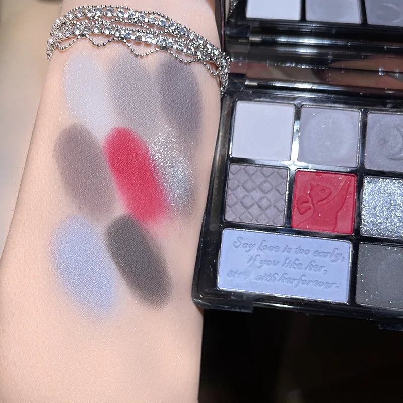 Cement Grey Black Eye Shadow Palette Makeup Eyes Glitter Contour Pigments Palette Pearly Shimmer Fashion Korean Shadow Makeup