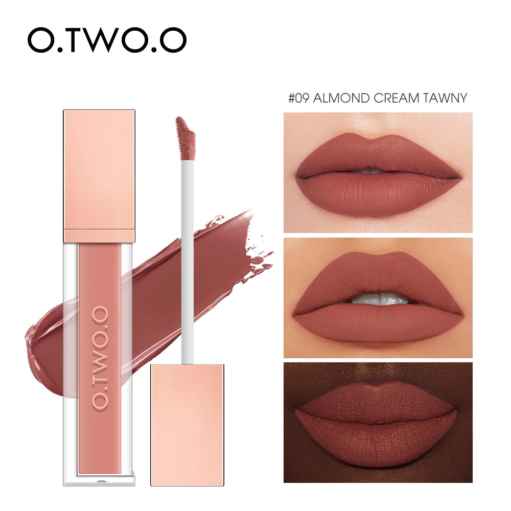 O.TWO.O 12 Color Liquid Lipstick Matte Finish Sexy Silky Lip Gloss Waterproof Kiss-proof Lasting Lip Glaze Lip Tint Cosmetics