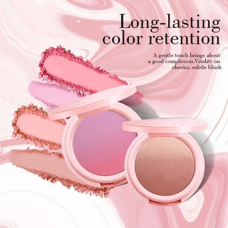 Vibrant Blush Palette, Multi-Color Gradient Design, Lightweight & Blendable Color, Face Cosmetics, With Easy-To-Use Mirror