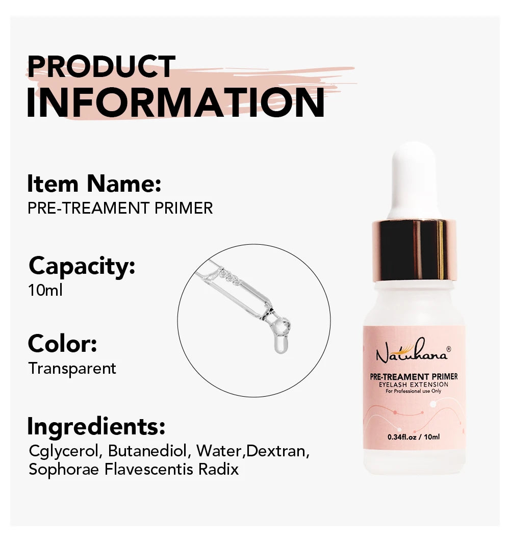 Pre-Treament Primer Clean Lashes Super Bonder For Eyelash Extension Quick Drying Long Last Grafting Eyelash Glue NATUHANA