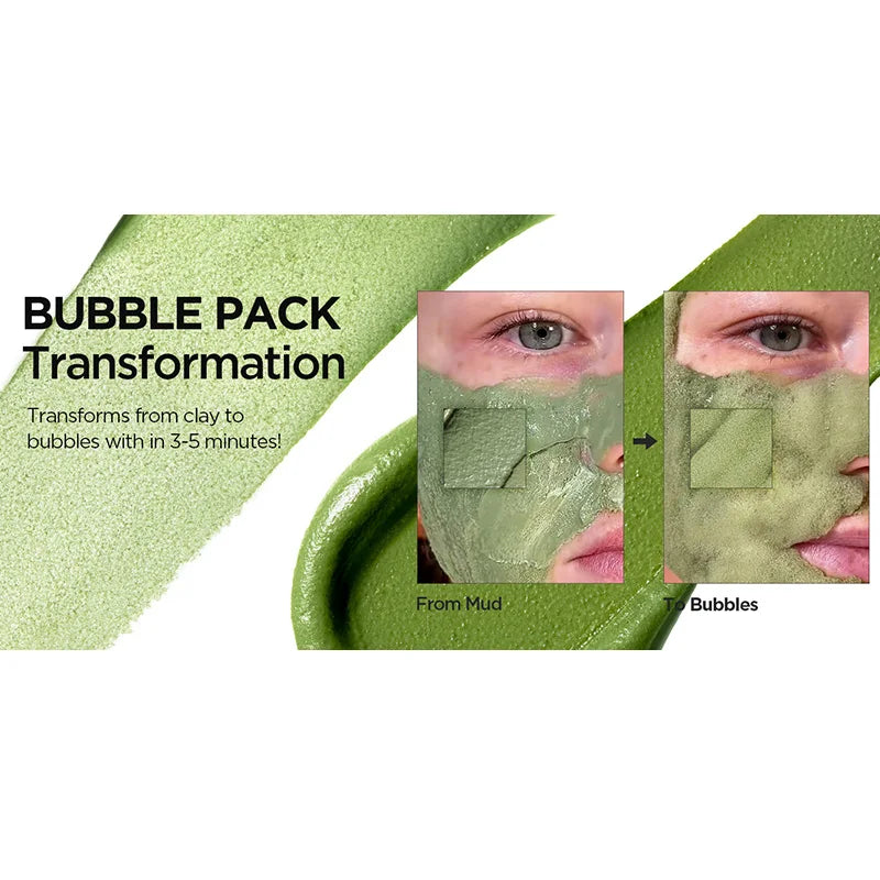 Holy Basil Bubble Deep Mask,Carbonated Water Face Cleansing Pores Blackheads Sebum,Clay Mud Mask Wash-Off Pack,Korean Skincare