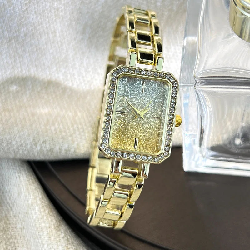 Luxury Crystal Elegant Watches For Women Gold Bracelet Jewelry Quartz Wristwatch New Fashion Retro Original Ladies Watch