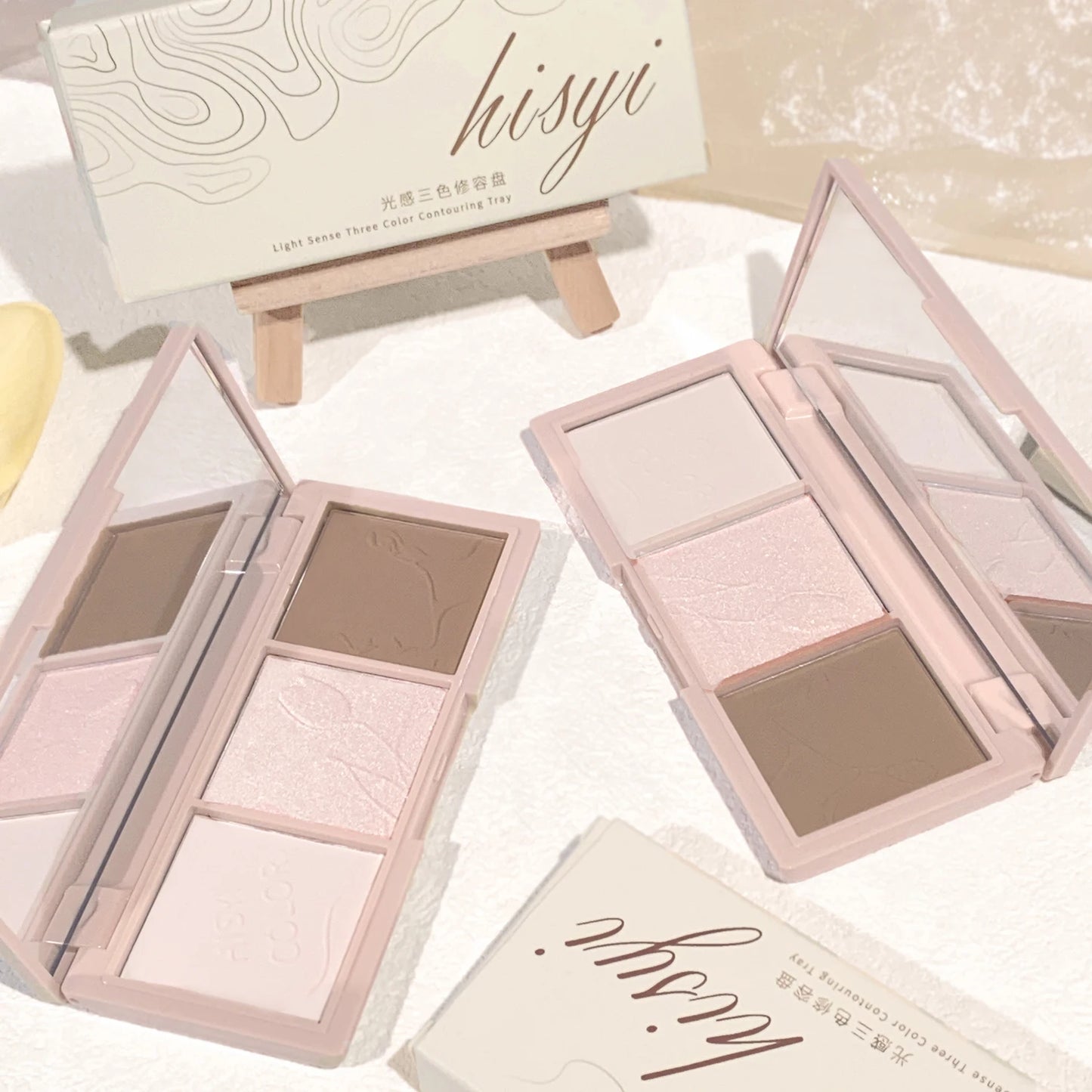Three color contouring palette: contour and apply eyeshadow to freely create natural nude makeup with light and shadow