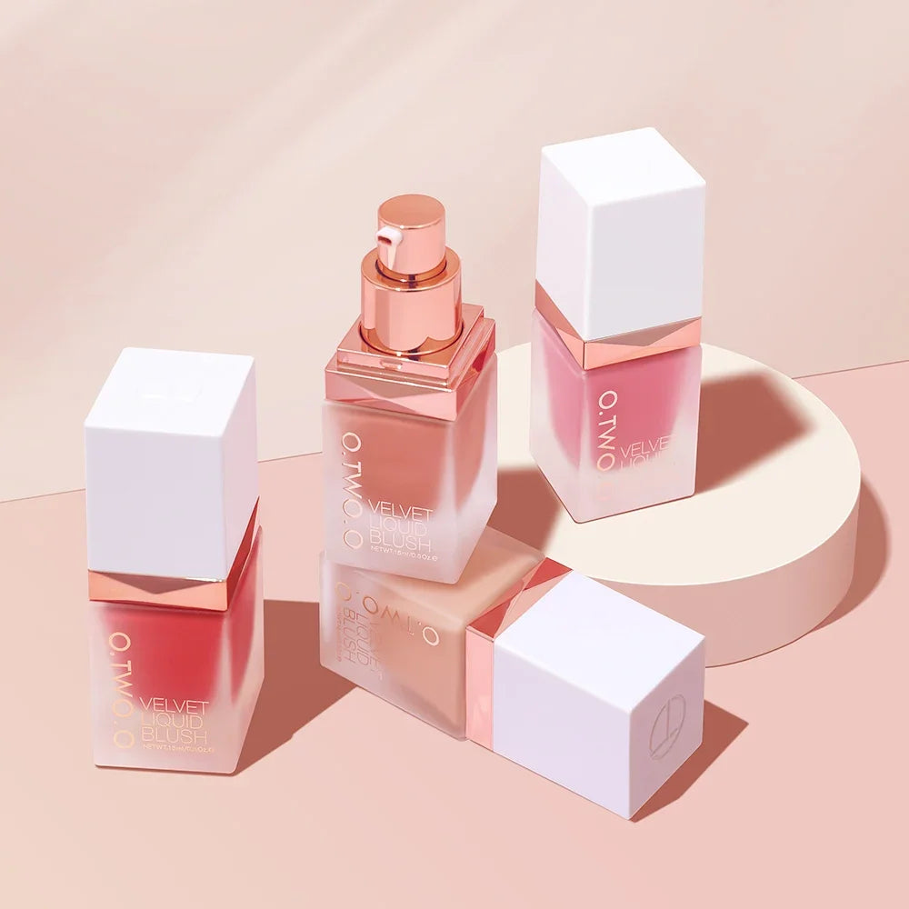 O.TWO.O Liquid Blusher 4 Colors Rose Pink Blush Long Lasting Natural Cheek Face Makeup Blusher High Pigment For Women Cosmetics