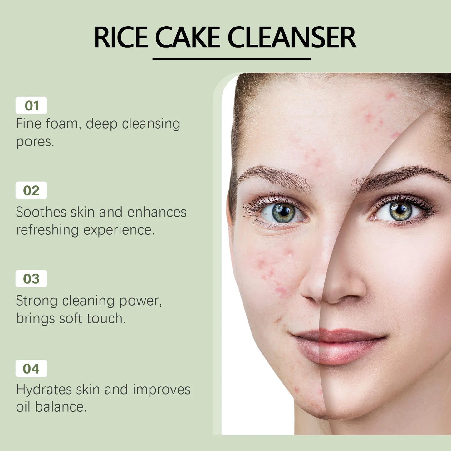 Green Tea Salicylic Acid Facial Cleanser Cleansing Pore Refining Hydrating Blackhead Removal Oil Control Non-Drying Face Wash