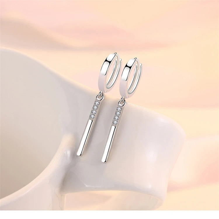 Fashion 925 Sterling Silver earrings For Women Simple Creative Small Stick Ear Buckle Jewelry Lady Anniversary Accessories Gifts