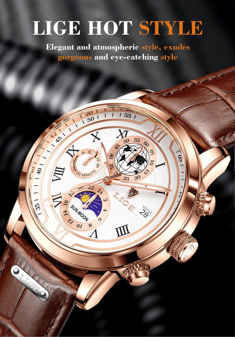 LIGE Top Brand Luxury Watch for Men Business Casual Men's Watches Wristwatch Man Quartz Chronograph Waterproof Watches Clock New