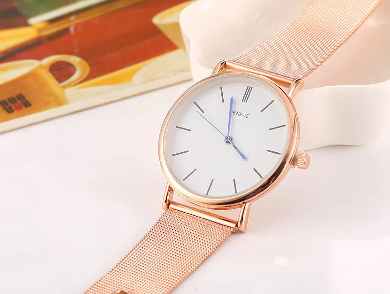 New Famous Silver Casual Geneva Quartz Watch Women Metal Mesh Stainless Steel Dress Watches For Gift Relogio Feminino Hot Clock