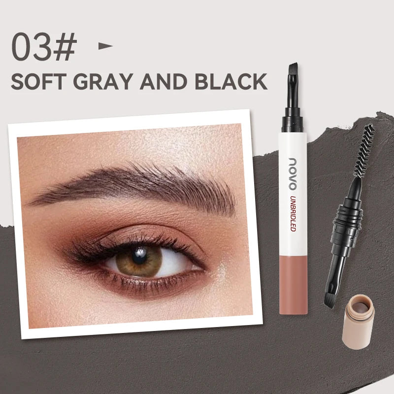 Double-Ended Eyebrow Cream, Waterproof And Sweat Proof, Smudge Proof, Long Lasting Makeup Without Separation