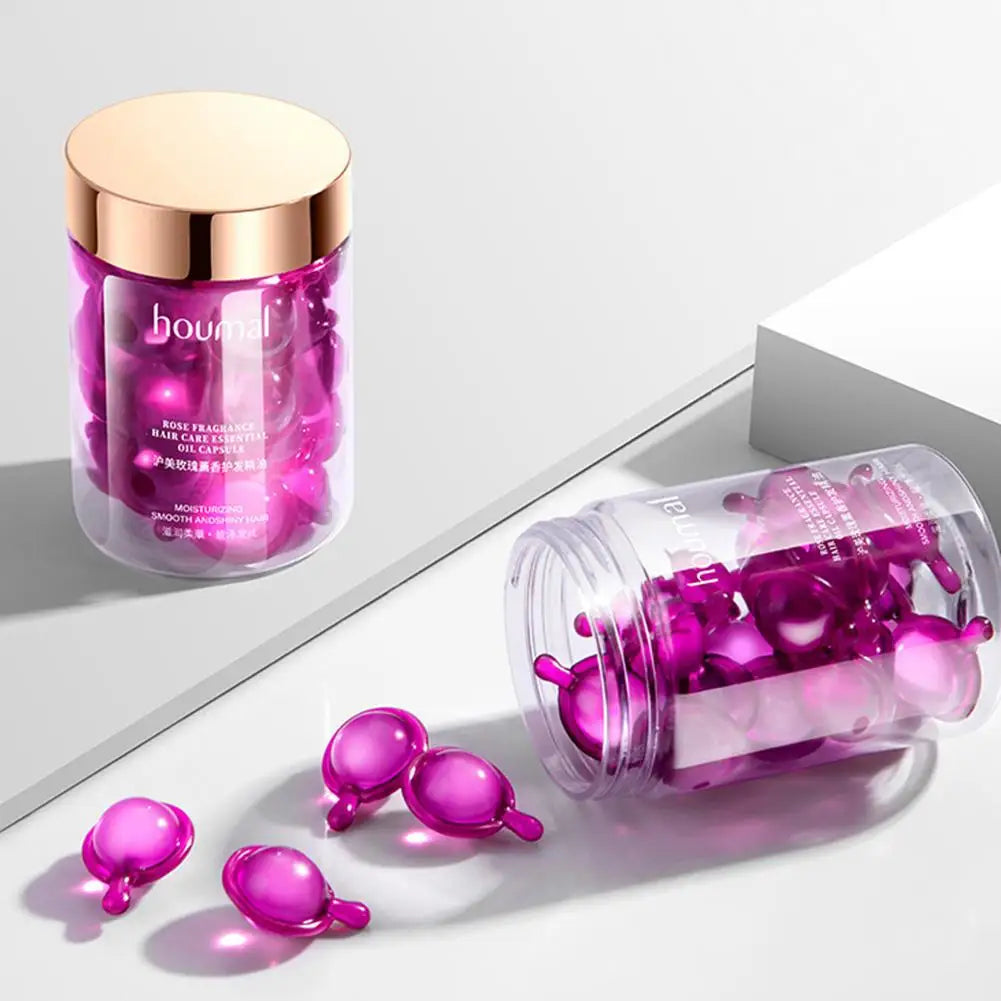 Hair Styling Serum Frizzy Dry Hair Rose Essence Oil Capsules Leave-in Anti Frizz Conditioner Repair Hair Care