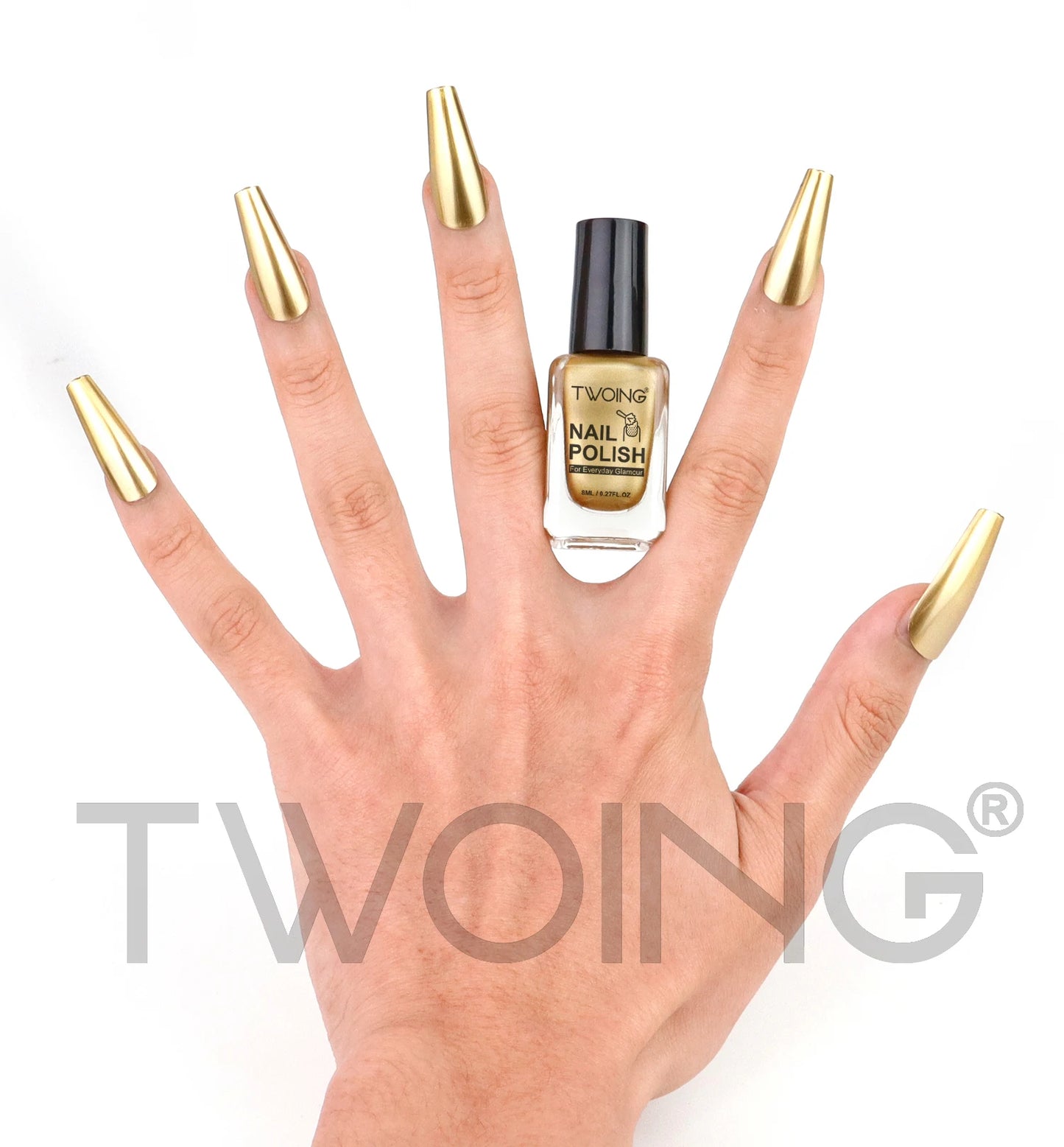 8ml Gold Metallic Nail Polish Bright Metal Mirror Nail Polish, Lasting,High Shine,Manicure Nail Lacquers Quick-Dry Manicure Art