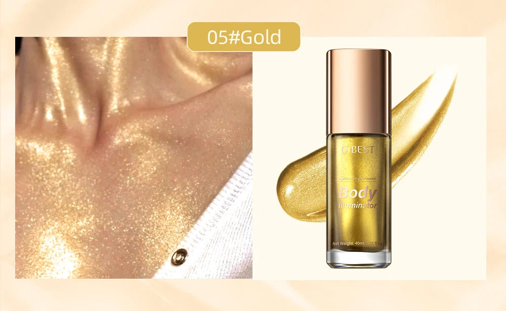 QIBEST 5 Colors Body Face Liquid Highlighter Glitter Makeup Glow Face Contour Shimmer Illuminator Ginger Highlight Cosmetics