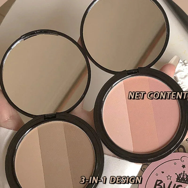 Matte Contouring Powder Rose Pink Bronzer Palette Long Lasting Natural Face Shading Powder Contour Waterproof 3 Colors Cosmetics