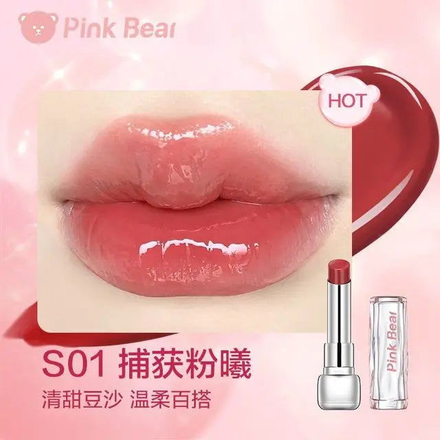 Pink Bear Water Essence Solid Lipgloss Moisturizing Mirror Lip Glaze LipSugar Light Lipstick Light Sensation Beauty Makeup