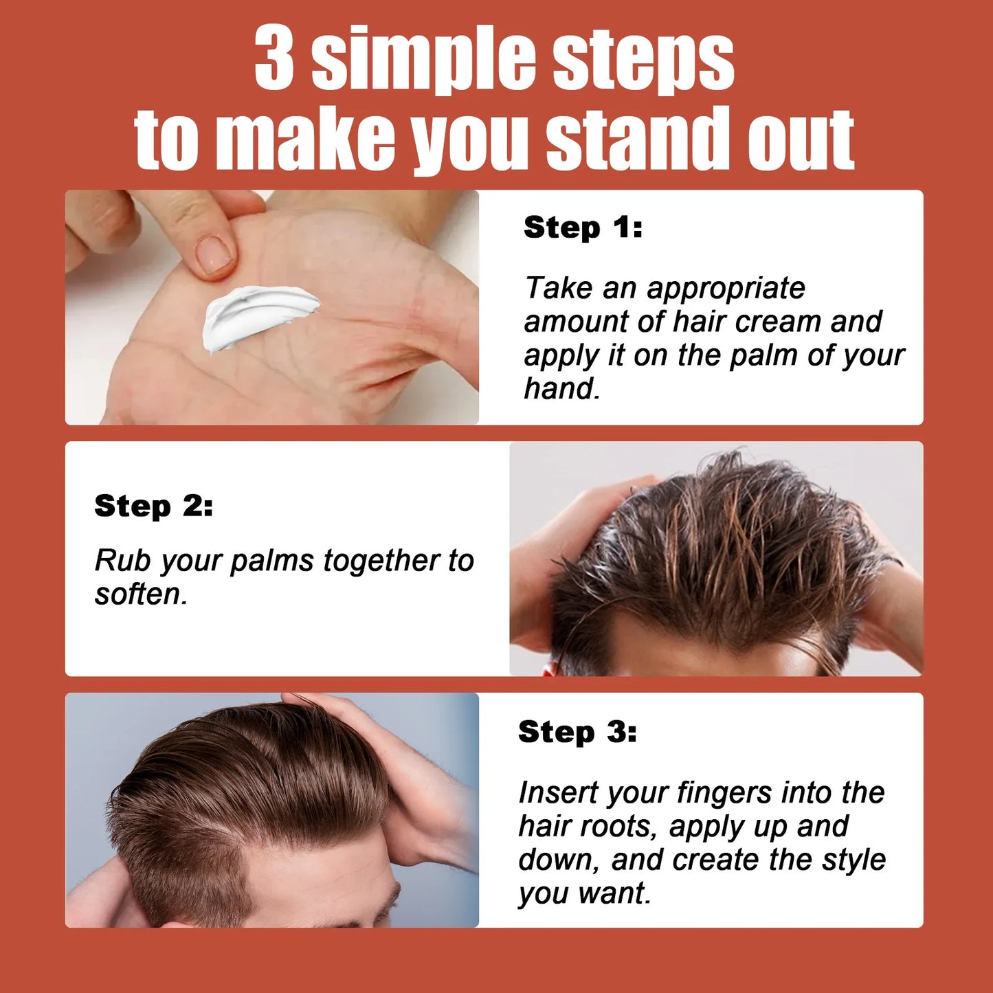 Men Hair Styling Cream Improving Curly Non Greasy Reducing Frizz Strong Holding Edge Control Long Lasting Finishing Hair Pomade