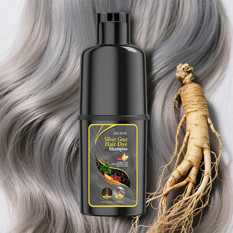 100ml Silvery Gray Hair Color Shampoo Gentle Herbal Moisturizing Cleansing & Nourishing Hair Care Oil Control Dye Shampoo