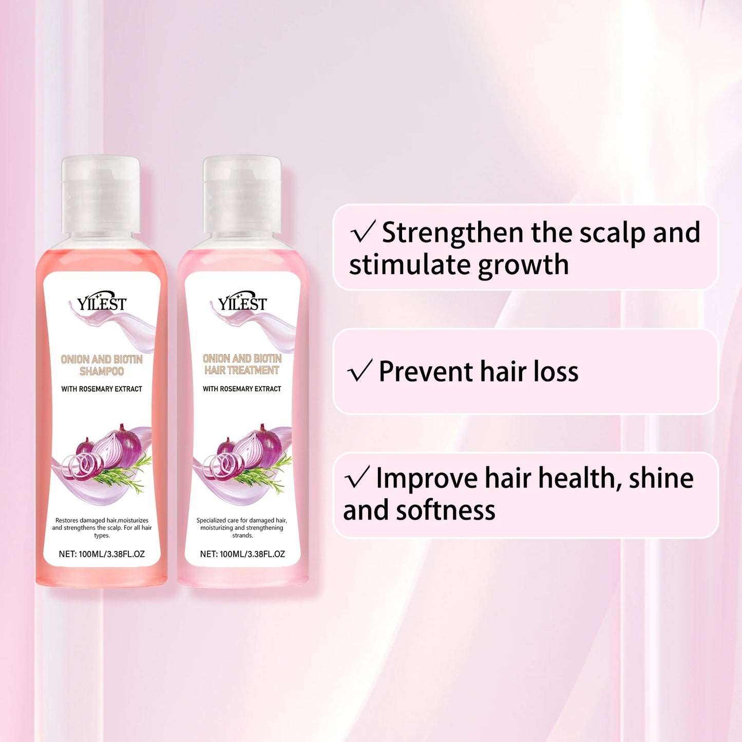 200ML Onion&Rosemary Shampoo For Hair Growth Anti Frizz Dandruff Removal Improve Dry Split Ends Nourishing Smooth Conditioner
