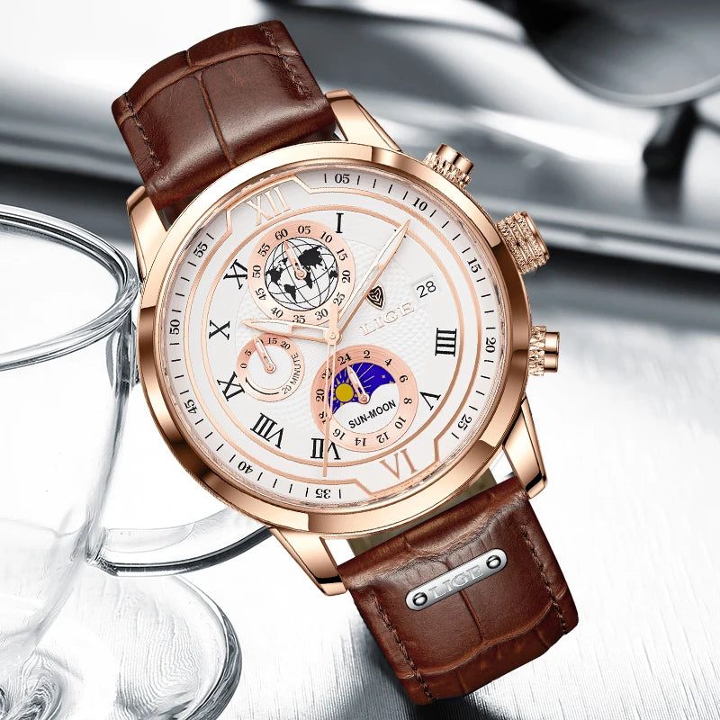LIGE Top Brand Luxury Watch for Men Business Casual Men's Watches Wristwatch Man Quartz Chronograph Waterproof Watches Clock New