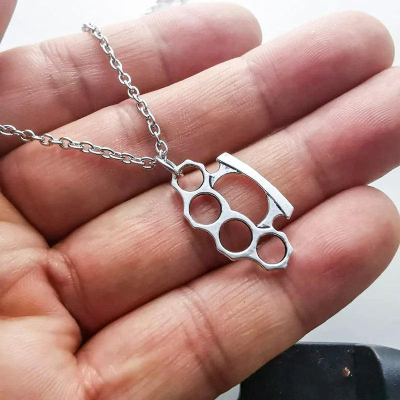 Brass Knuckles Pendant Necklace for men Men Neck Chain Vintage Summer Gothic Goth Jewelry Trend 2022 Accessories Holiday Gifts