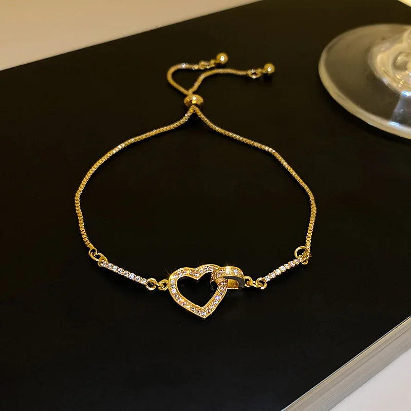 Luxury Classic Full of Rhinestones 18K Gold Plated Bracelets For Women Sparkling Simple Zircon Bracelets Jewelry Birthday Gifts