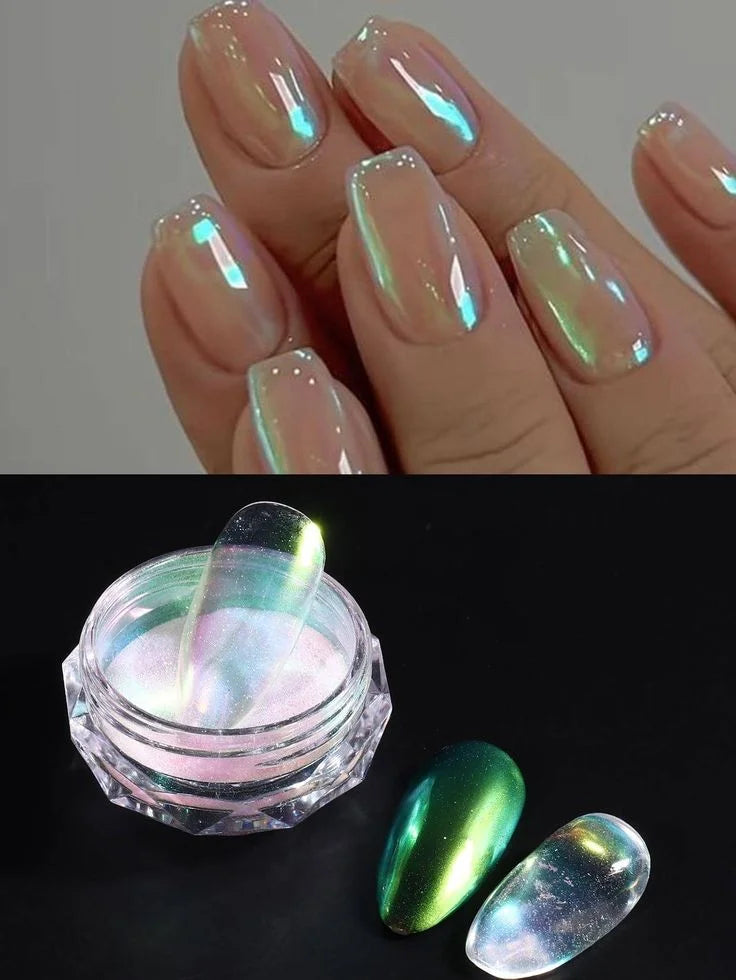 1 G 1 PCS Nail powder Nail Pigment Holographic Mirrorlridescent Mermaid Rubbing DustGlitter Gel Polish ManicureDecoration