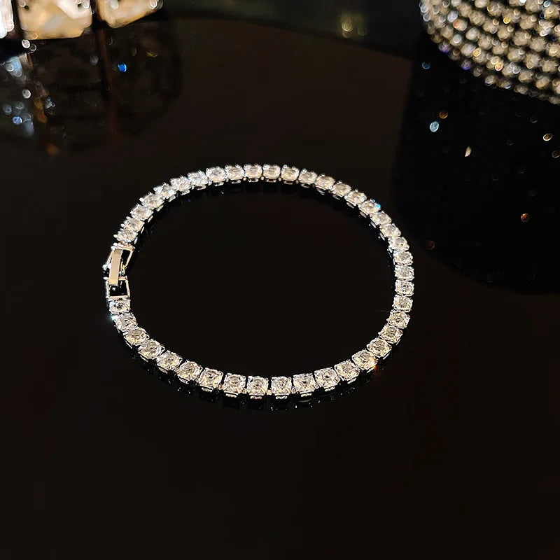 Luxury Classic Full of Rhinestones 18K Gold Plated Bracelets For Women Sparkling Simple Zircon Bracelets Jewelry Birthday Gifts