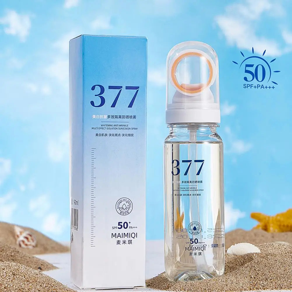 90ML 377 Sunscreen Spray SPF50+ Anti-aging Anti Wrinkle Moisturizing Whitening Sunscreen Spray Facial Body Neck Skin Care Spray