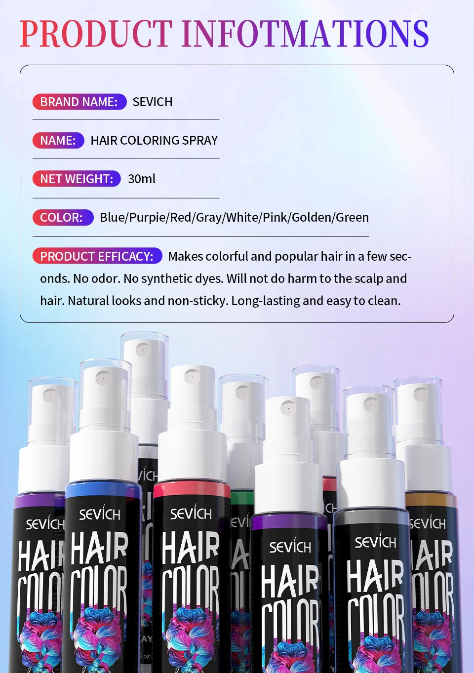Hair Color Spray Hairs Dyed Hair Colour Styling Product Long Lasting Dye for Hair Beards Coloring Temporary Hair Colour Cream